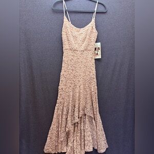 New Honey & Rosie Formal Bodycon Prom Dress Sz XSM Pink Champagne Sparkle Lace